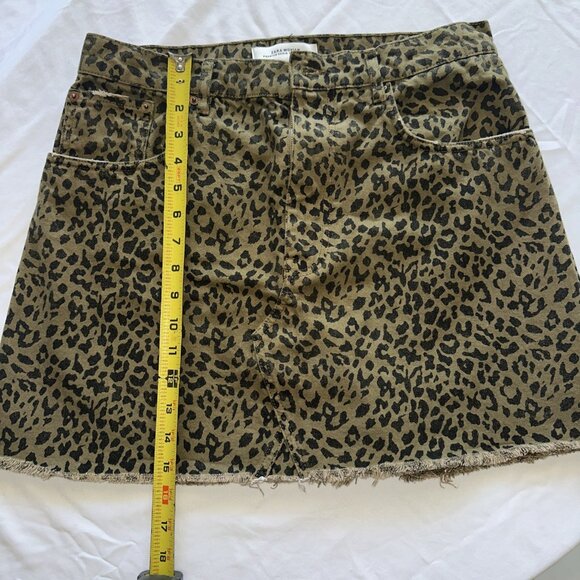 Zara Leopard Print Distressed Mini Skirt Size L Cotton Blend Womens Animal Print - Picture 6 of 7